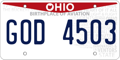 OH license plate GOD4503