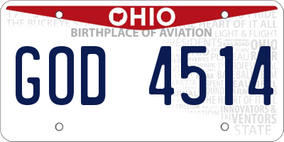 OH license plate GOD4514