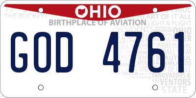 OH license plate GOD4761