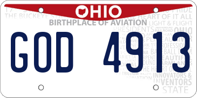 OH license plate GOD4913