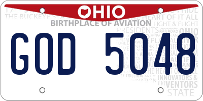 OH license plate GOD5048