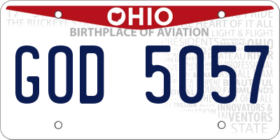 OH license plate GOD5057