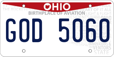 OH license plate GOD5060