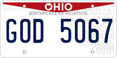 OH license plate GOD5067