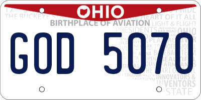 OH license plate GOD5070
