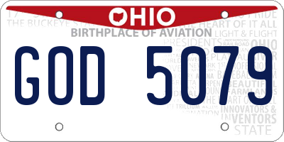 OH license plate GOD5079