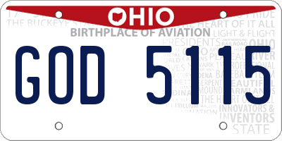 OH license plate GOD5115