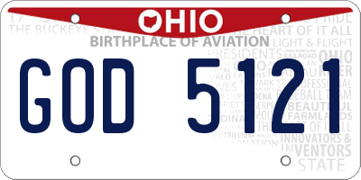 OH license plate GOD5121