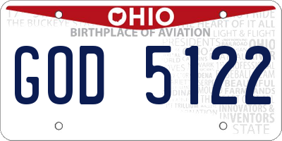 OH license plate GOD5122