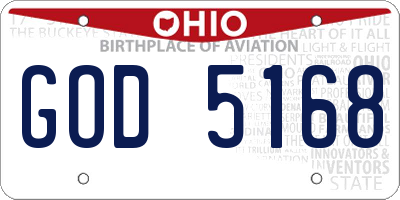 OH license plate GOD5168