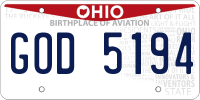 OH license plate GOD5194