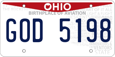 OH license plate GOD5198