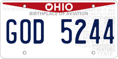 OH license plate GOD5244