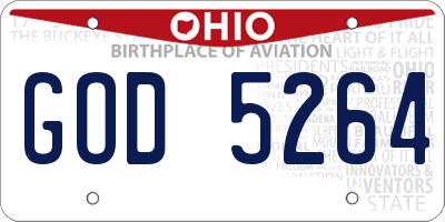 OH license plate GOD5264