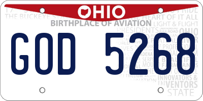 OH license plate GOD5268