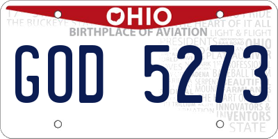 OH license plate GOD5273