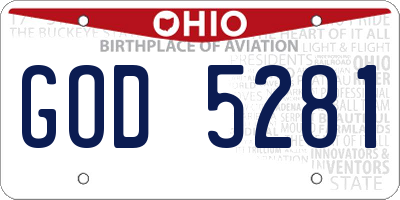 OH license plate GOD5281