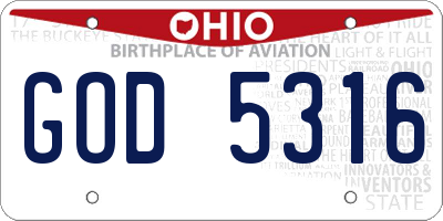 OH license plate GOD5316