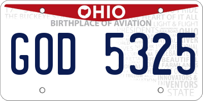 OH license plate GOD5325