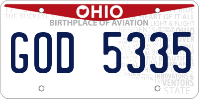 OH license plate GOD5335