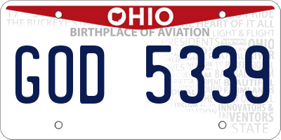 OH license plate GOD5339