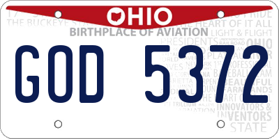 OH license plate GOD5372