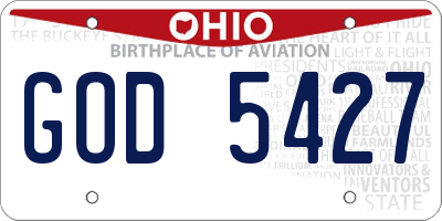 OH license plate GOD5427