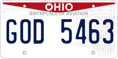 OH license plate GOD5463