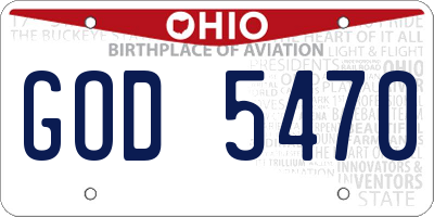 OH license plate GOD5470
