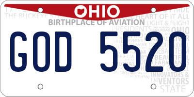 OH license plate GOD5520
