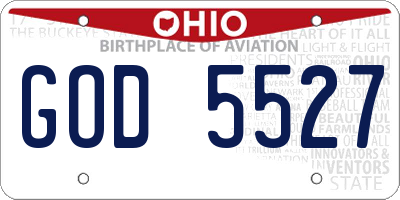 OH license plate GOD5527