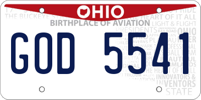 OH license plate GOD5541