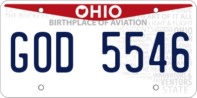OH license plate GOD5546