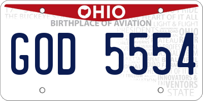 OH license plate GOD5554