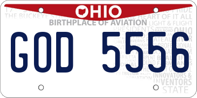 OH license plate GOD5556
