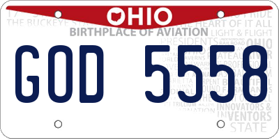 OH license plate GOD5558