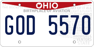 OH license plate GOD5570