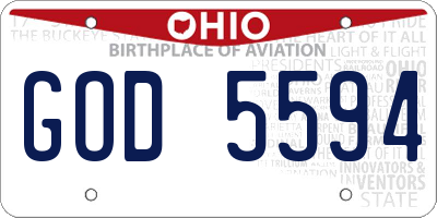 OH license plate GOD5594