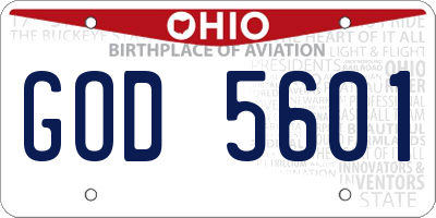 OH license plate GOD5601