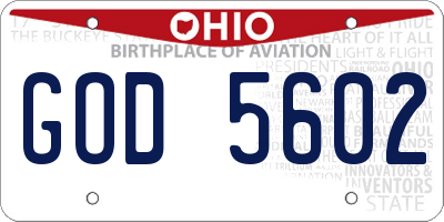 OH license plate GOD5602