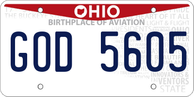 OH license plate GOD5605