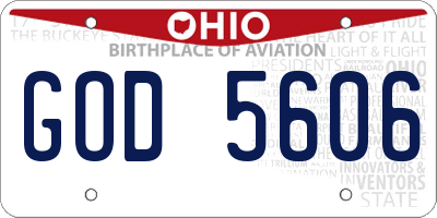 OH license plate GOD5606