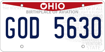 OH license plate GOD5630