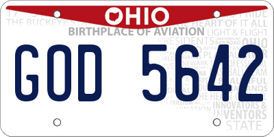 OH license plate GOD5642