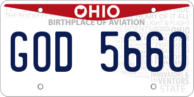 OH license plate GOD5660