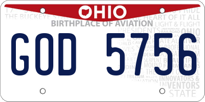 OH license plate GOD5756