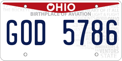 OH license plate GOD5786