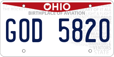 OH license plate GOD5820