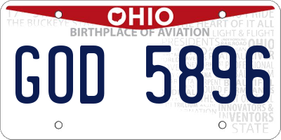 OH license plate GOD5896