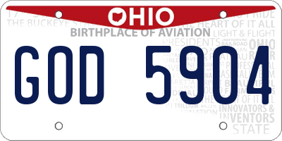 OH license plate GOD5904